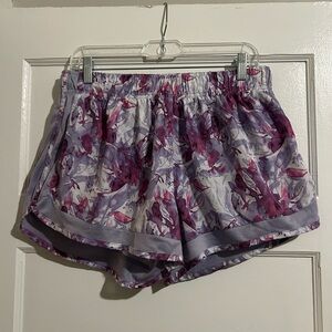 LEG3ND Purple and White Floral Athletic Shorts